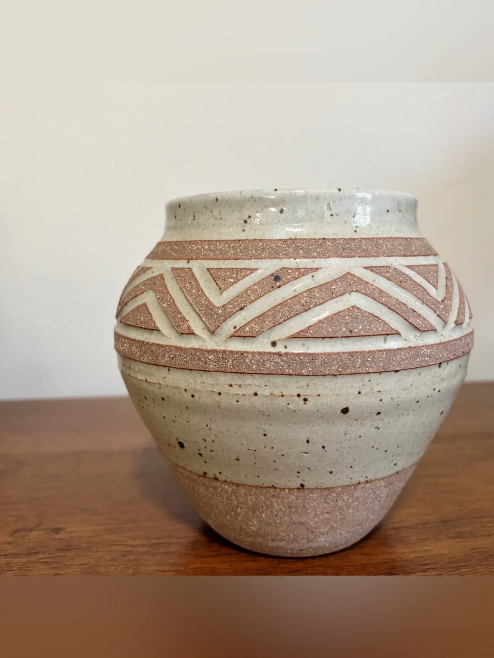 Vintage Southwestern Speckled Glazed Stoneware Studio Pottery Vase 6” Tall